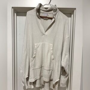 Free People White Terry Cloth Oversized Top